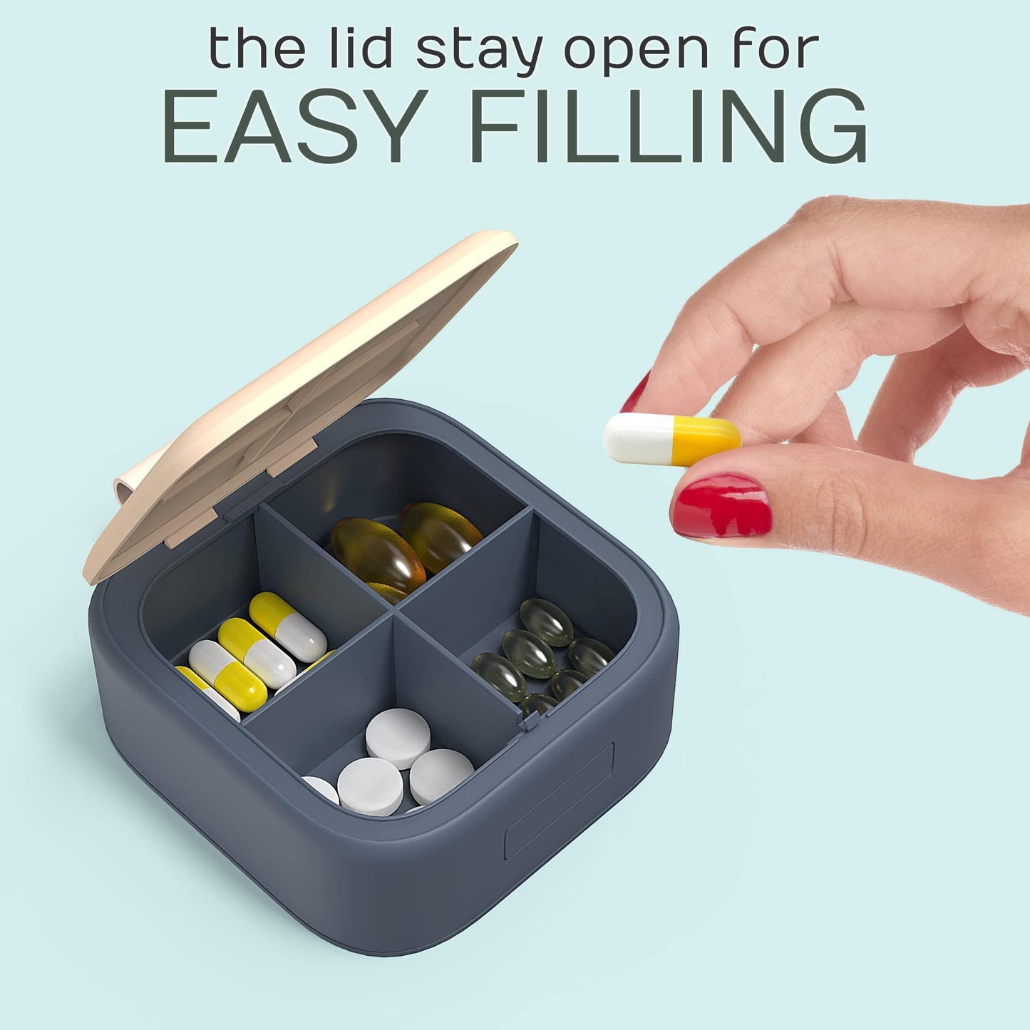 Travel Medicine Pill Organizer Small Pill Box for Purse Mini Pill Case