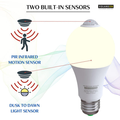 Motion Sensor Light Bulbs with Dusk to Dawn Sensor Indoor Motion
