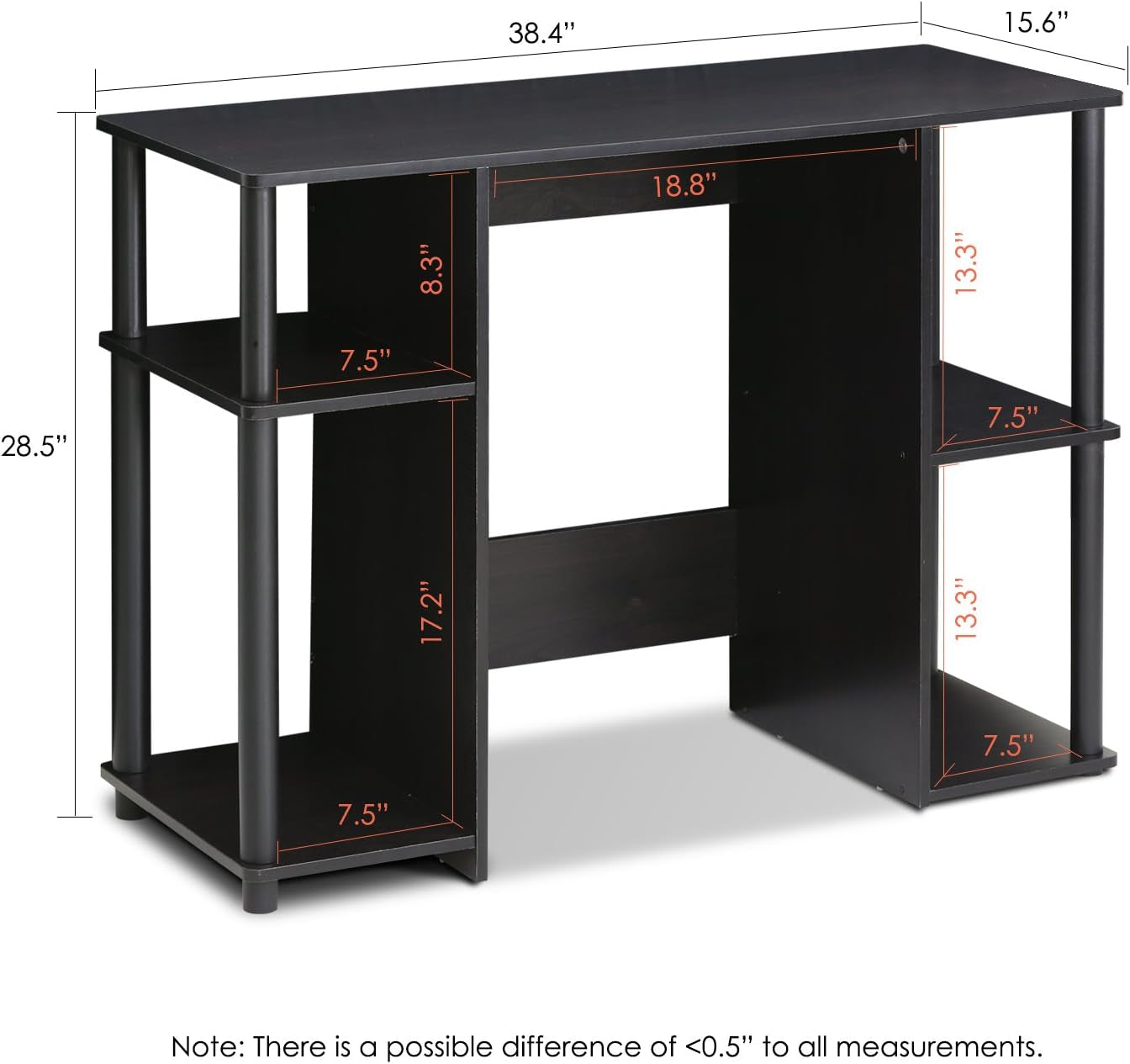 JAYA Computer Study Desk,Open Storage, Espresso