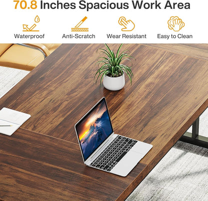 70.8-Inch Executive Desk, Large Computer Office Desk Workstation,