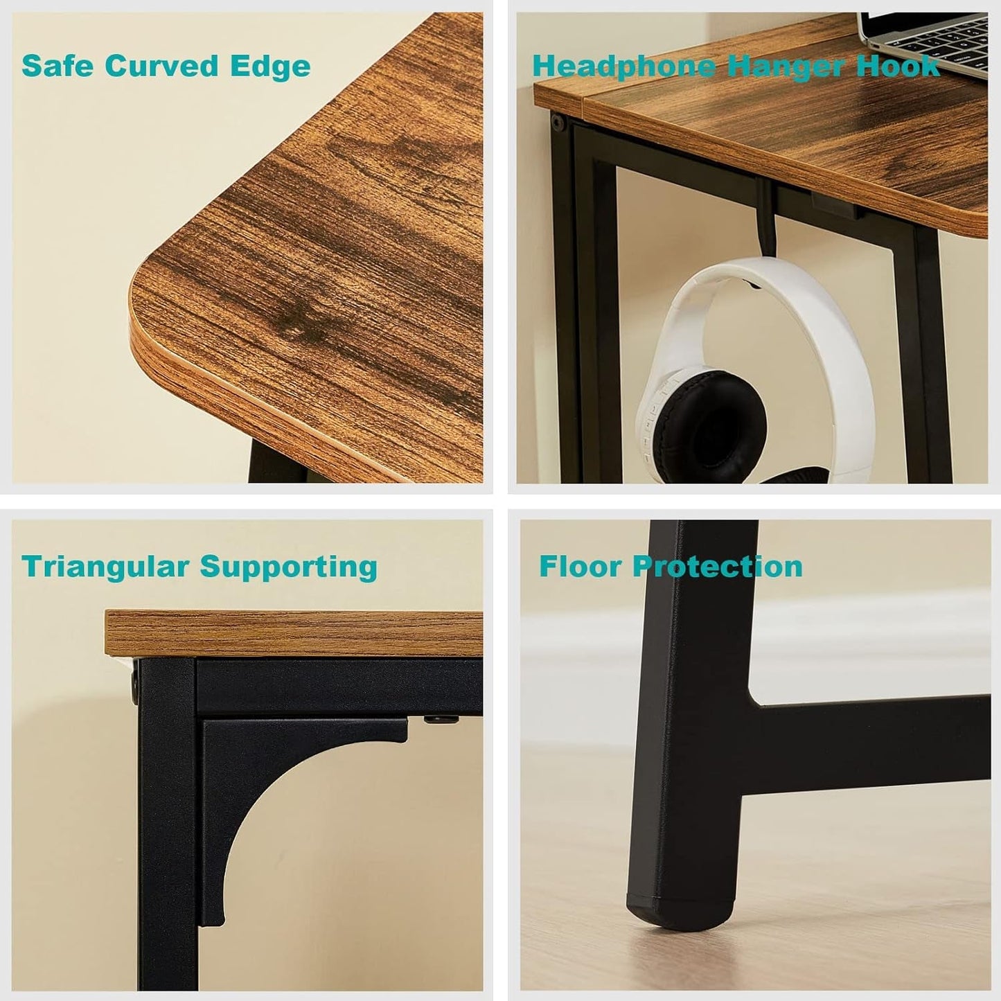 Folding Computer Desk, Small Writing Desk 31.5", Space-Saving Foldable