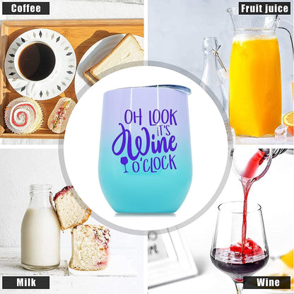 Premium Stainless Steel Wine Tumbler with Lid 12 oz Double Wall Vacuum