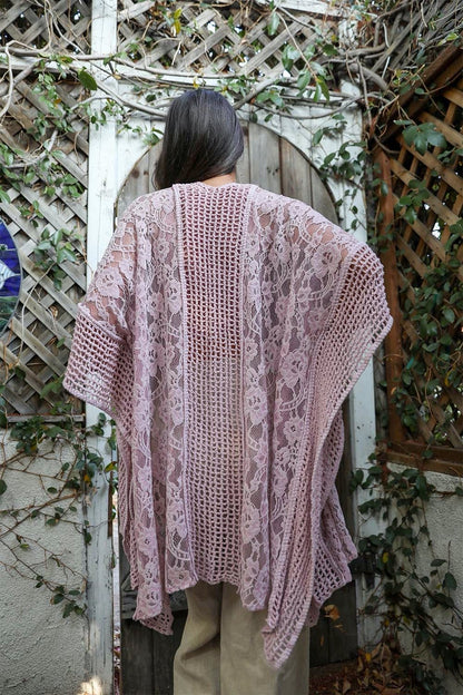 Open Front Floral Knit Kimono – Casual Elegance