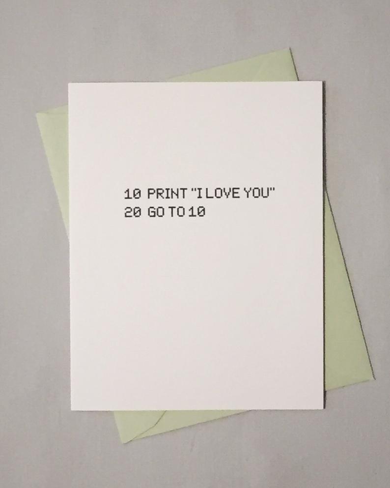I Love You Forever BASICally Awesome Computer Programming Card