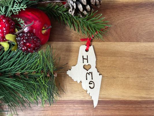 Maine State Wood Christmas Ornament