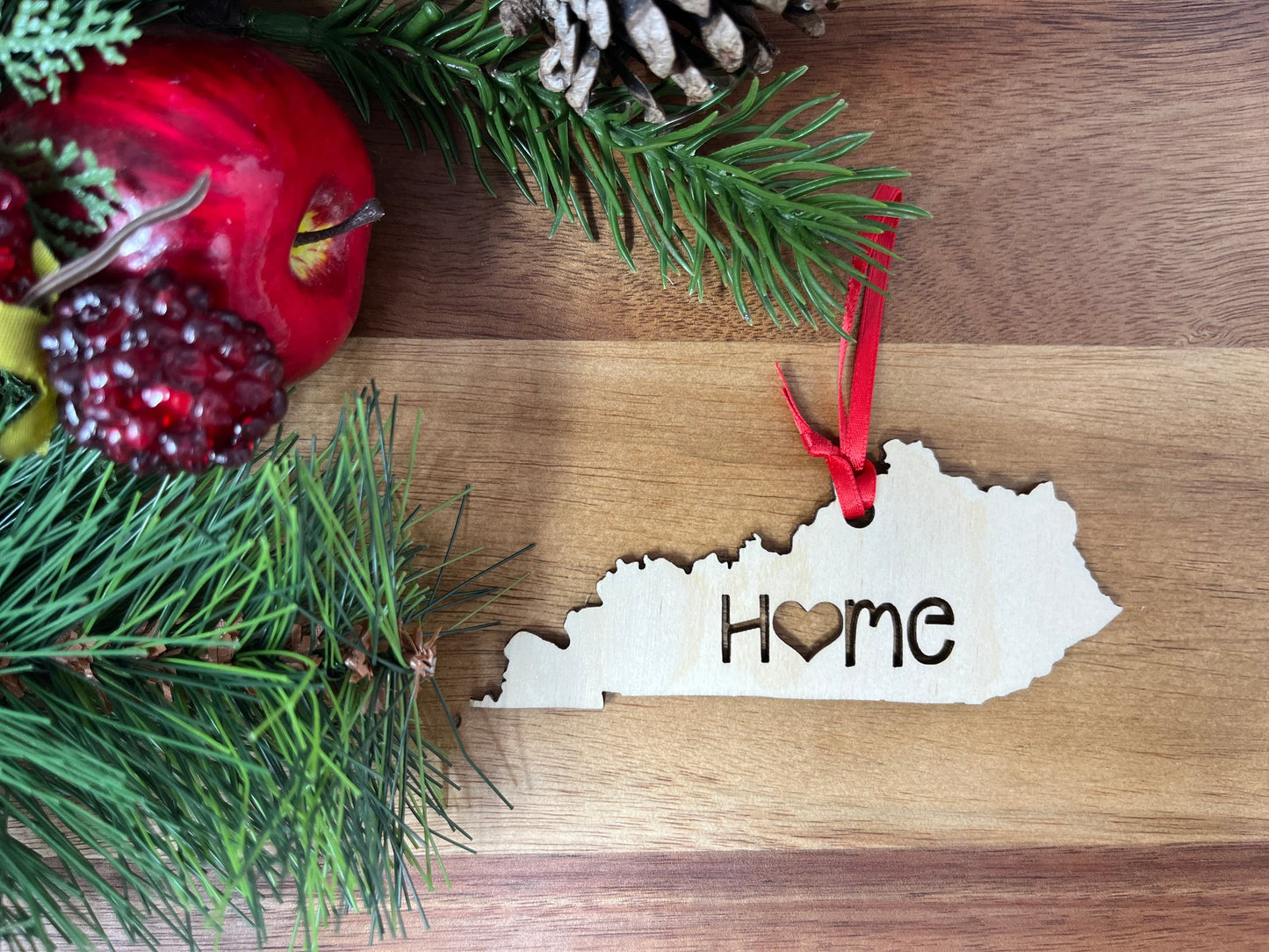 Kentucky State Wood Christmas Ornament