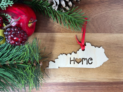 Kentucky State Wood Christmas Ornament