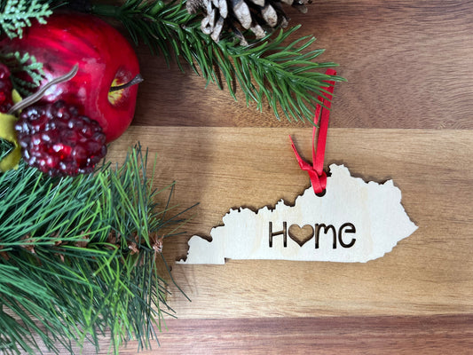 Kentucky State Wood Christmas Ornament