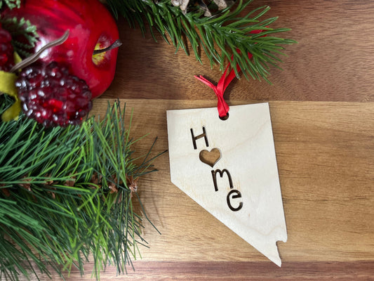 Nevada State Wood Christmas Ornament