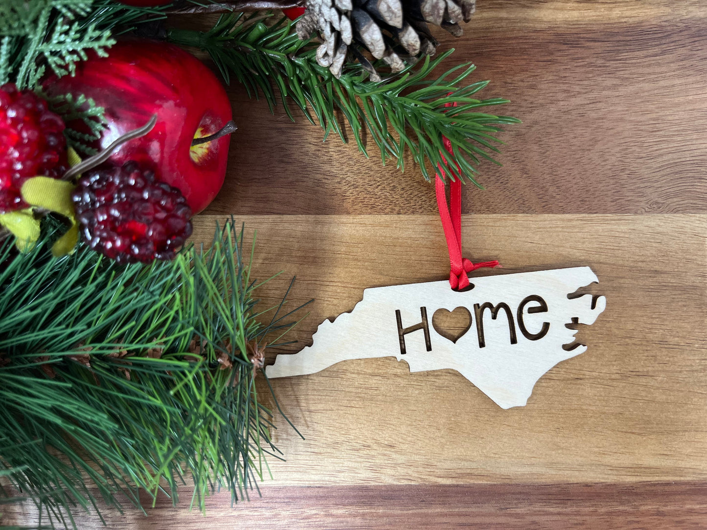 North Carolina State Wood Christmas Ornament