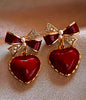 PUFFY HEART RIBBON EARRING