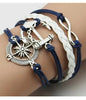 NAUTICAL THEME BRAIDED LEATHERETTE BRACELET - ANCHOR