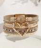 MULTI LAYER LEATHERETTE MAGNETIC BRACELET - HEART