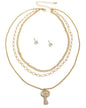 KEY PENDANT TRIPLE LAYER CHAIN NECKLACE SET