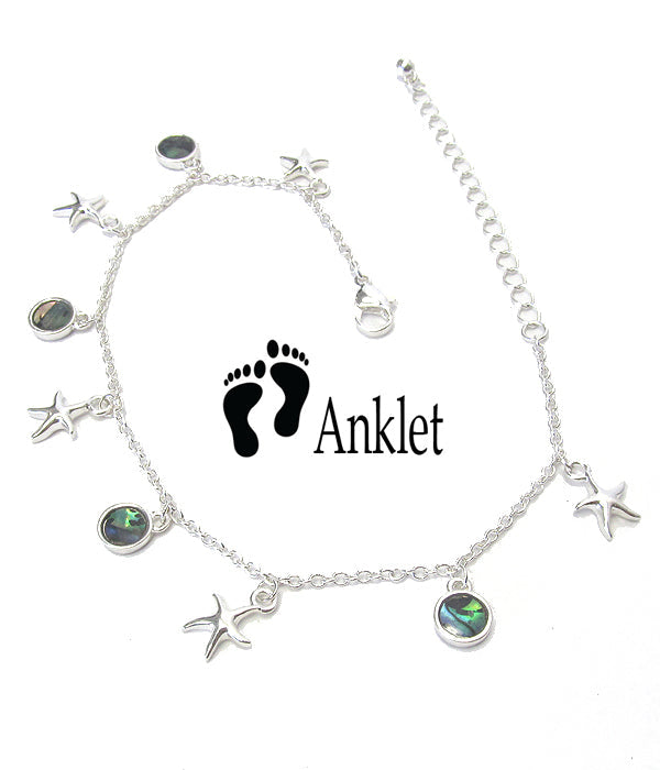 SEALIFE THEME ABALONE DANGLE ANKLET - STARFISH