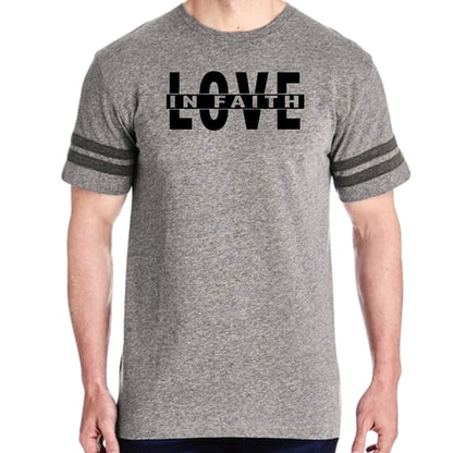 Mens Vintage Sport Graphic T-shirt Love in Faith Black Illustration