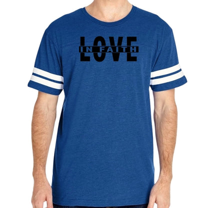 Mens Vintage Sport Graphic T-shirt Love in Faith Black Illustration