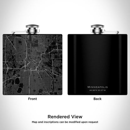 Minneapolis - Minnesota Map Hip Flask in Matte Black