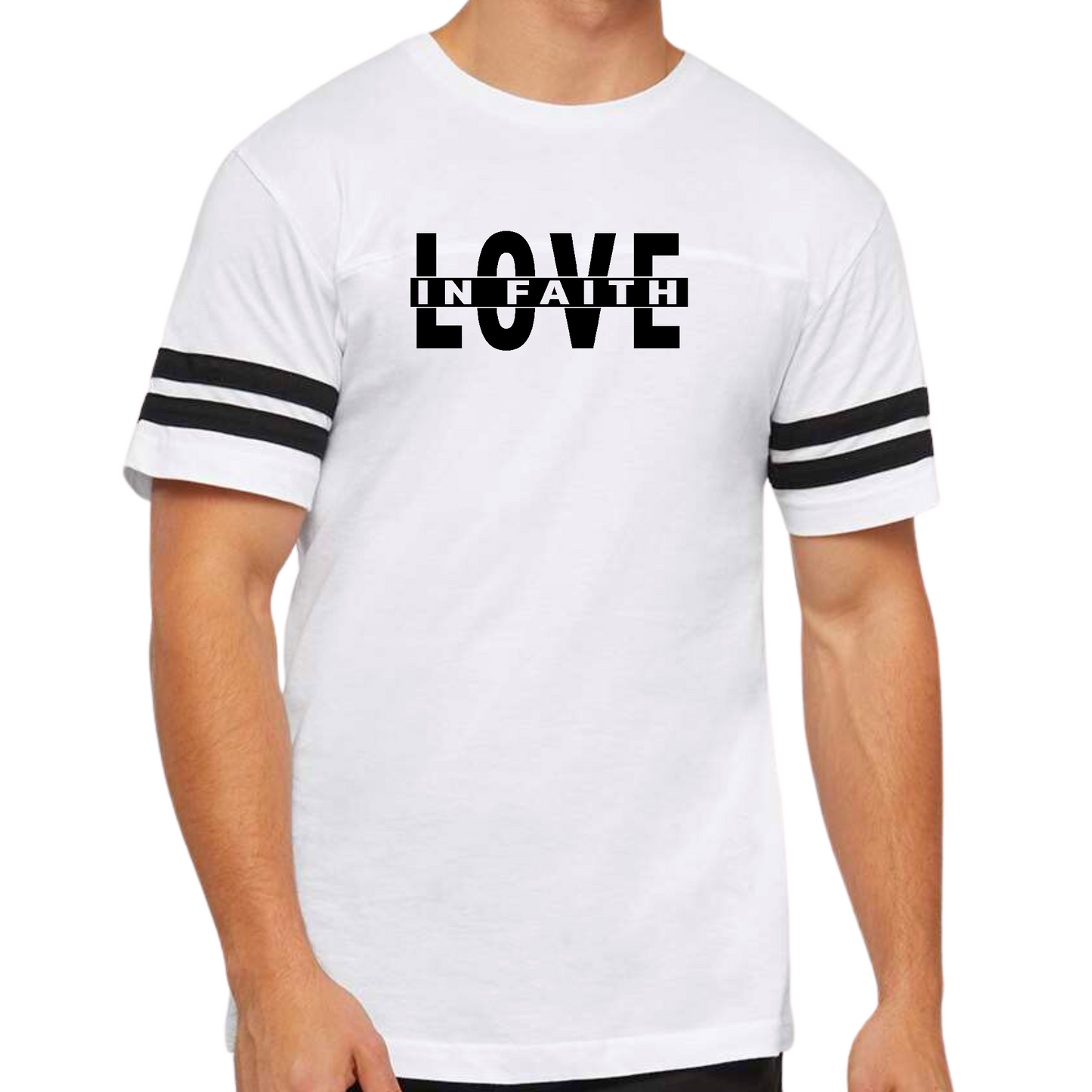 Mens Vintage Sport Graphic T-shirt Love in Faith Black Illustration