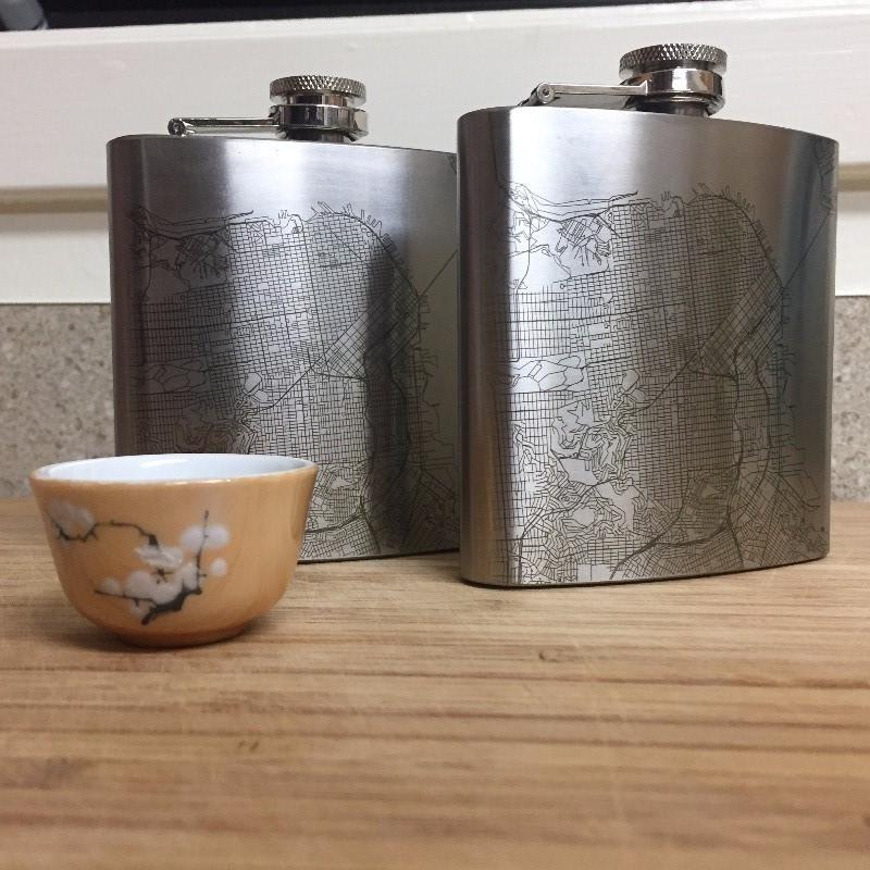 Mount Baker - Washington Engraved Topographic Map Hip Flask