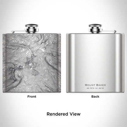 Mount Baker - Washington Engraved Topographic Map Hip Flask