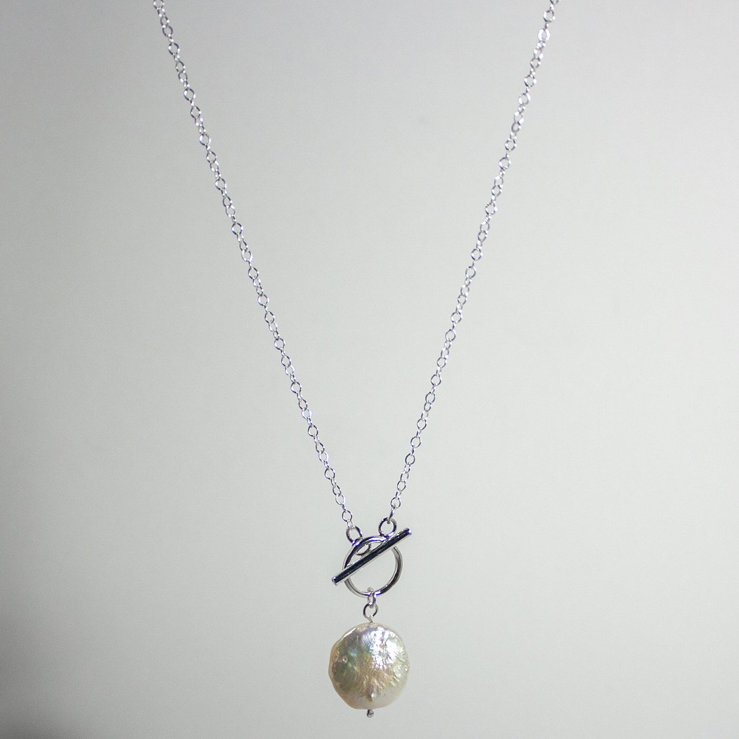Toggle and Keshi Pearl Chain Sterling Silver Necklace