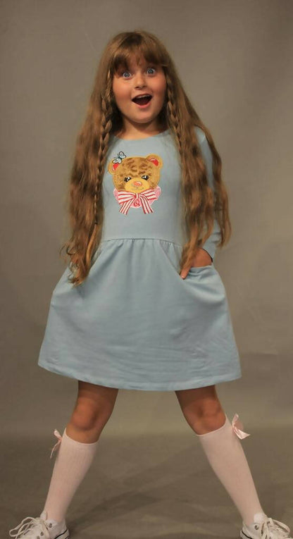 Teddy bear print Girl dress 3/7 years old