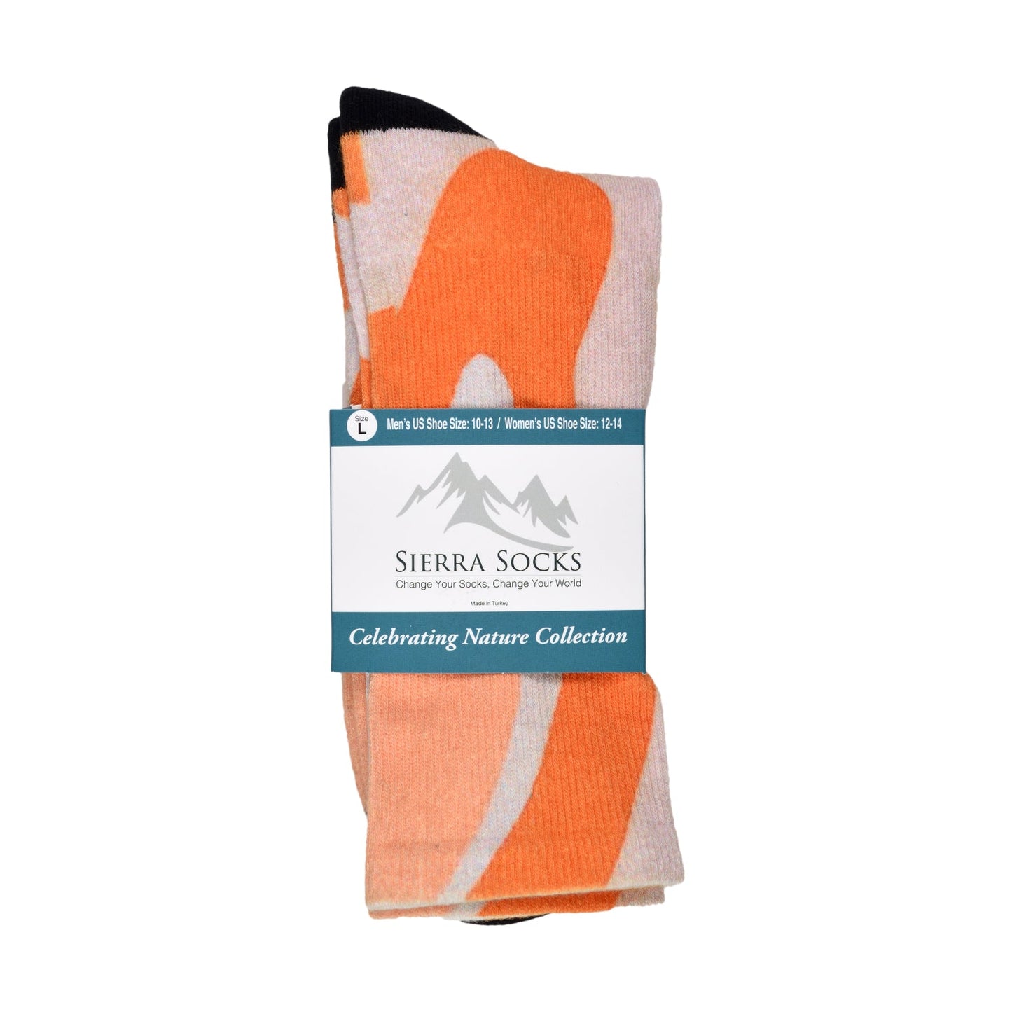 Sierra Socks Orange Creamsicle Pattern CoolMax Socks, Nature