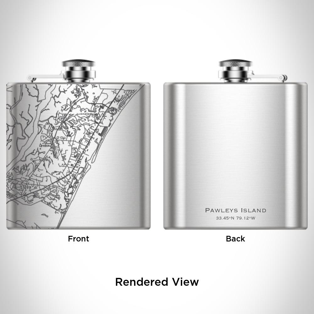 Pawleys Island - South Carolina Map Hip Flask