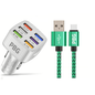 PBG LED 6 Port Car Charger and 10FT XL Zebra Charger Compatible for