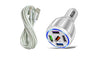 White 5-Port USB Fast Car Charger with LED, 10FT iPhone Cable - Quick