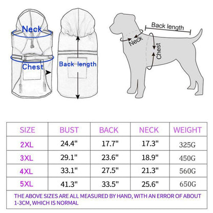 Pet Dog Raincoats Reflective Small Large Dogs Rain Coat Waterproof