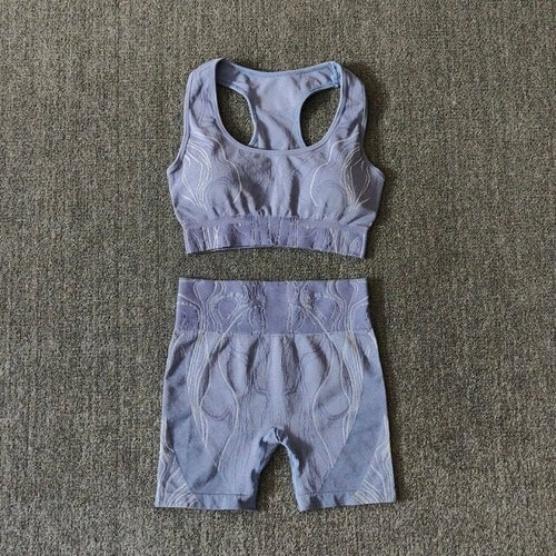 Seamless Sports Set Women Crop Top Bra Leggings Sports Shorts Yoga