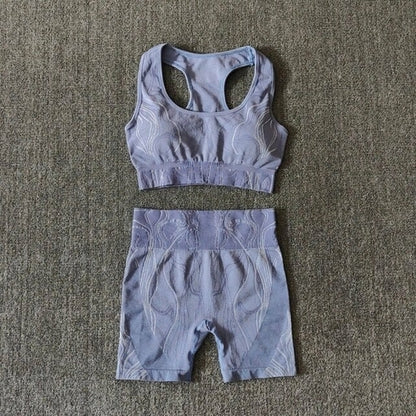 Seamless Sports Set Women Crop Top Bra Leggings Sports Shorts Yoga
