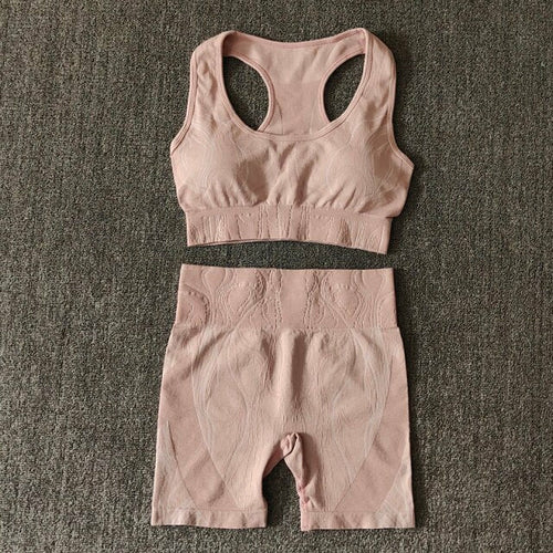 Seamless Sports Set Women Crop Top Bra Leggings Sports Shorts Yoga