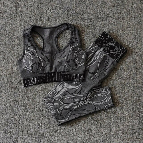 Seamless Sports Set Women Crop Top Bra Leggings Sports Shorts Yoga