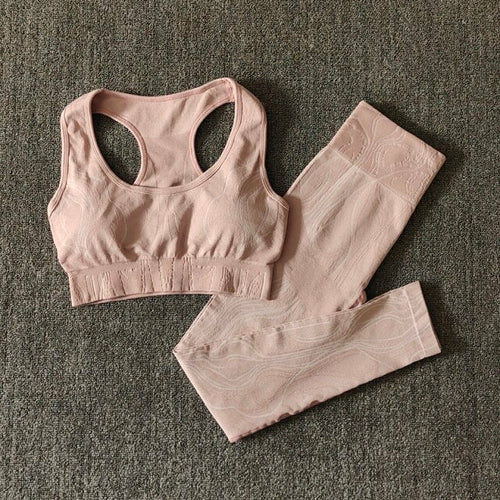 Seamless Sports Set Women Crop Top Bra Leggings Sports Shorts Yoga