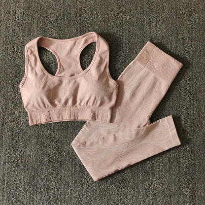 Seamless Sports Set Women Crop Top Bra Leggings Sports Shorts Yoga