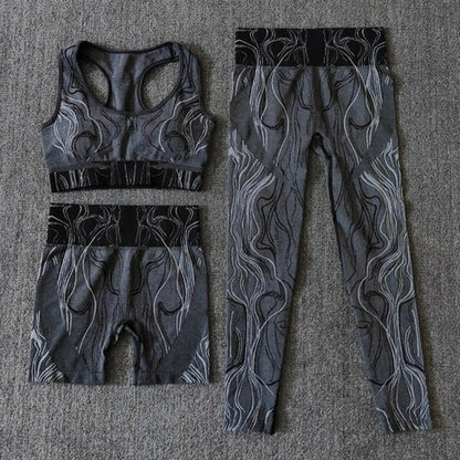 Seamless Sports Set Women Crop Top Bra Leggings Sports Shorts Yoga
