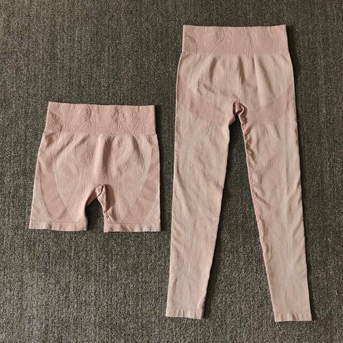 Seamless Sports Set Women Crop Top Bra Leggings Sports Shorts Yoga