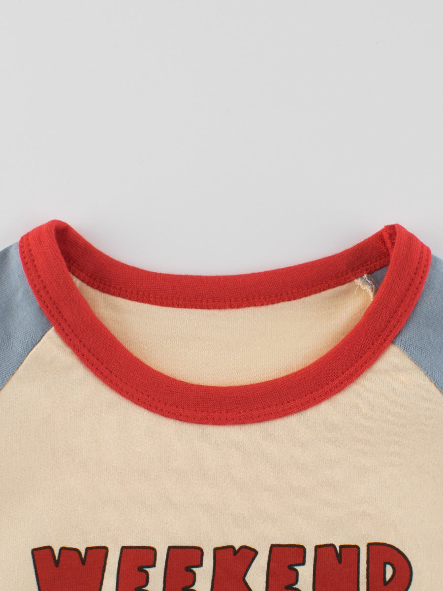 Autumn Arrival Kids Girls Cartoon Print Crew Neck Long Sleeves Color
