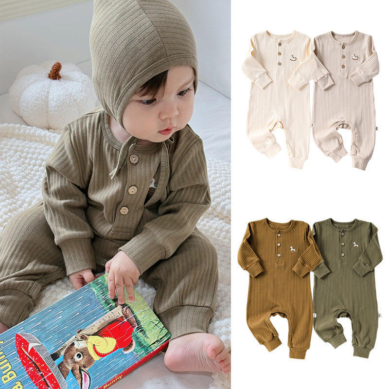 Spring New Arrival Baby Unisex Long Sleeves Cartoon Horse Embroidered