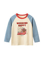 Autumn Arrival Kids Girls Cartoon Print Crew Neck Long Sleeves Color