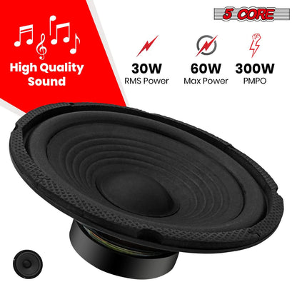 5Core 6.5 Inch Subwoofer speaker 300Watt Car Subwoofer 4Ohm