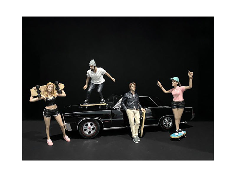 Skateboarders Figurines 4 piece Set for 1/24 Scale Models by American
