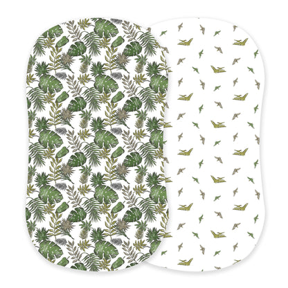 Tropical Forest and Pteranodon Cotton Changing Pad Cover/Bassinet