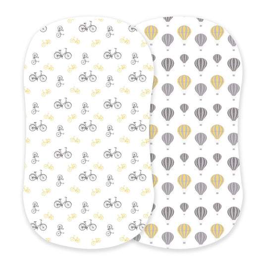 Vintage Bicycles and Hot Air Balloon Bamboo Changing Pad