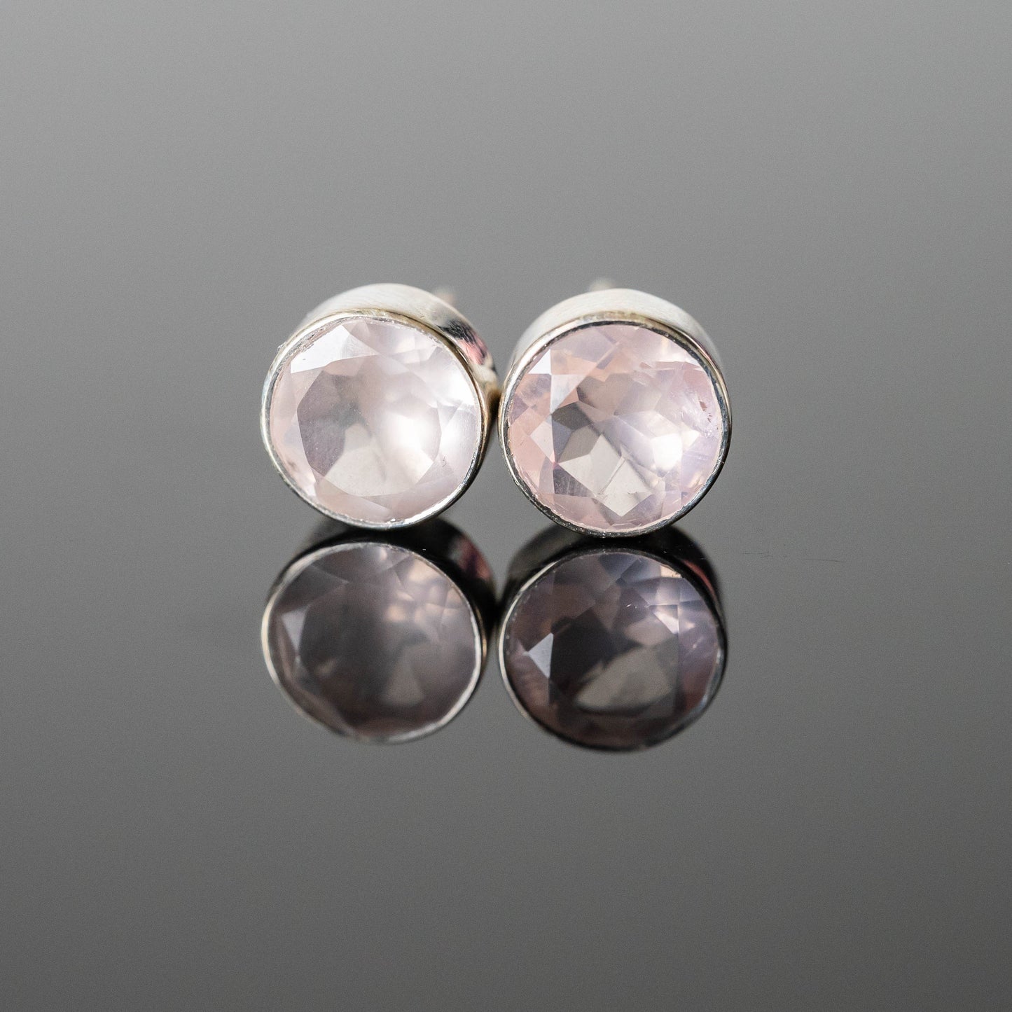 Amy Rose Quartz Round Studs